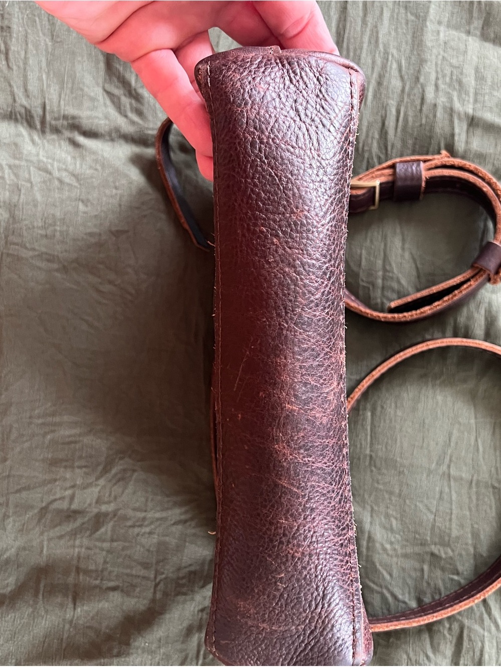 Portland Leather Dark Brown Crossbody Bag with Brass Hardware - Picture 7 of 8